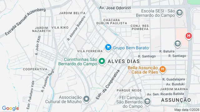 Mapa do bairro Alves Dias, São Bernardo do Campo - SP