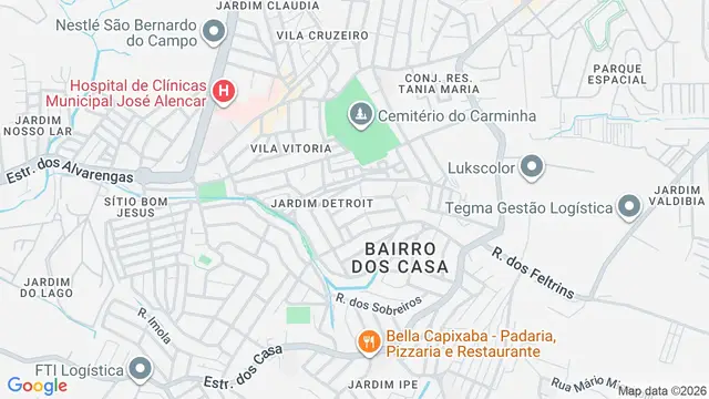 Mapa do bairro Dos Casa, São Bernardo do Campo - SP