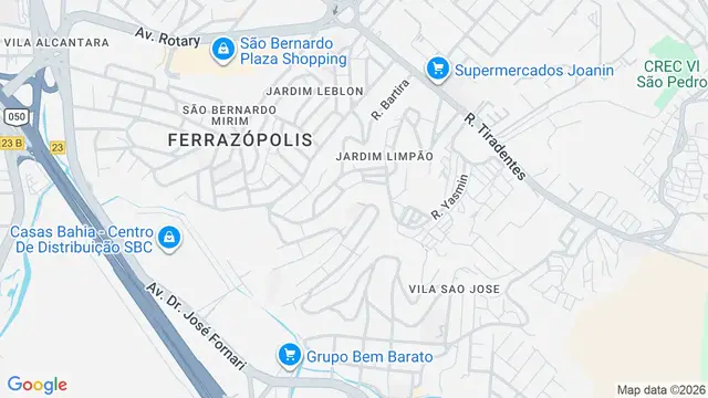 Mapa do bairro Ferrazópolis, São Bernardo do Campo - SP