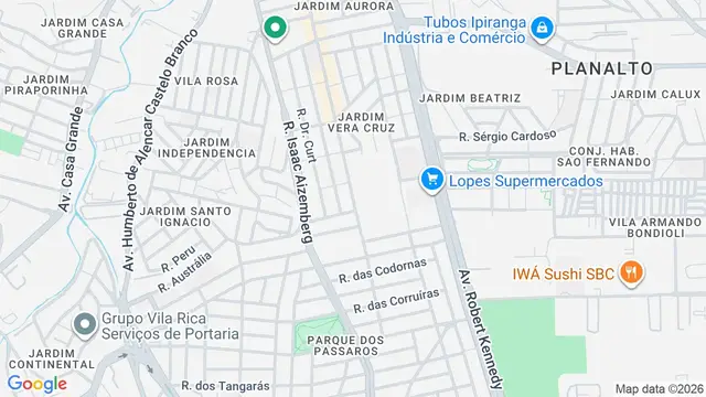 Mapa do bairro Jardim Brasília, São Bernardo do Campo - SP - Avenida Moinho Fabrini 1067