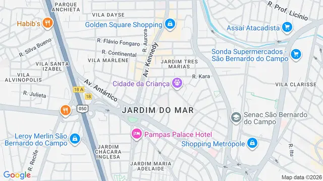 Mapa do bairro Jardim do Mar, São Bernardo do Campo - SP