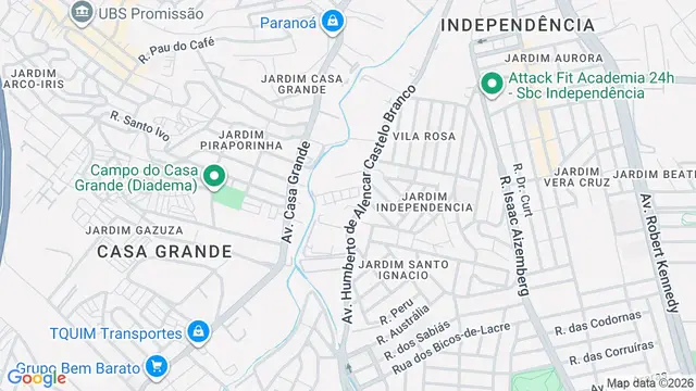 Mapa do bairro Jardim Independência, São Bernardo do Campo - SP