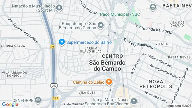 Mapa do bairro Jardim Olavo Bilac, São Bernardo do Campo - SP