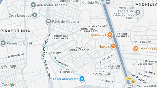 Mapa do bairro Jordanópolis, São Bernardo do Campo - SP