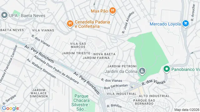 Mapa do bairro Nova Baeta, São Bernardo do Campo - SP