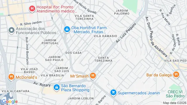Mapa do bairro Santa Terezinha, São Bernardo do Campo - SP