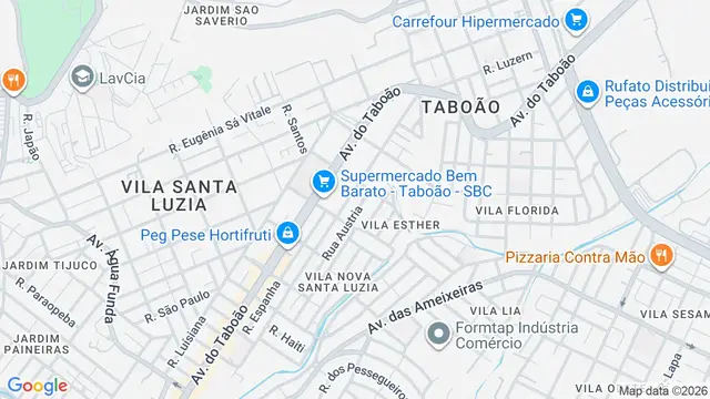 Mapa do bairro Taboão, São Bernardo do Campo - SP