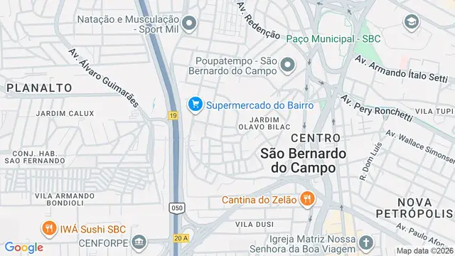 Mapa do bairro Vila Euclides, São Bernardo do Campo - SP