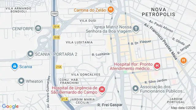 Mapa do bairro Vila Lusitânia, São Bernardo do Campo - SP