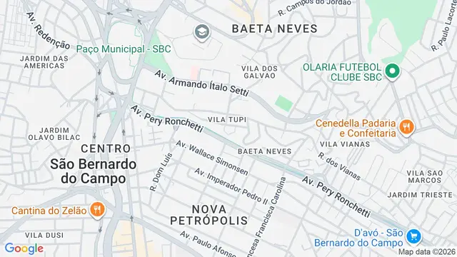 Mapa do bairro Vila Tupi, São Bernardo do Campo - SP