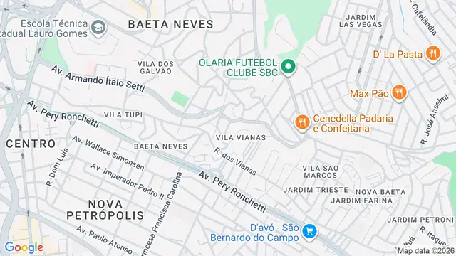 Mapa do bairro Vila Vianas, São Bernardo do Campo - SP